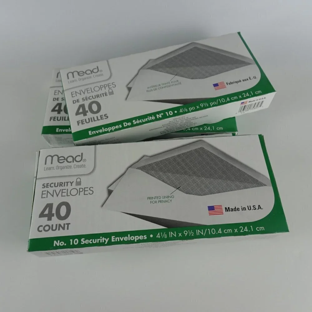 4 Boxes MEAD #10 WHITE Security Envelopes 40 each